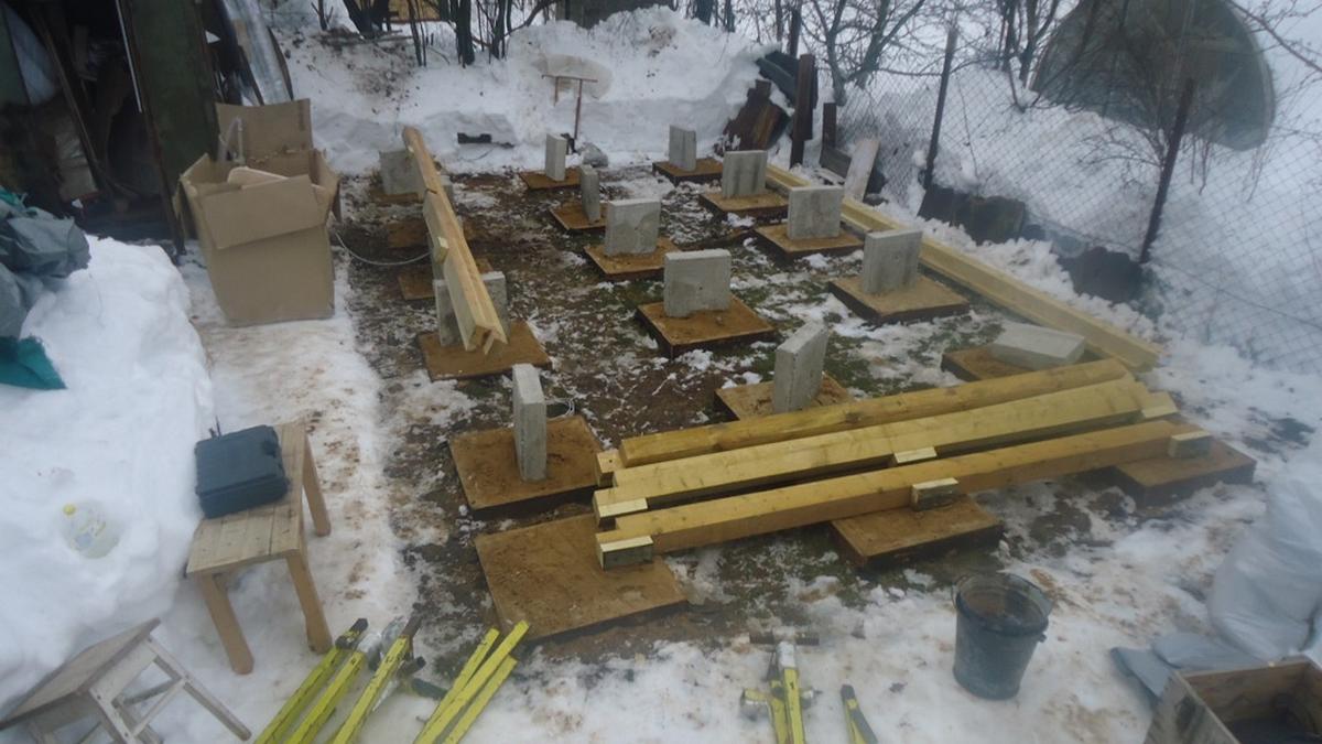 Каркасная баня «Калина Красная» — установка. Фото 1