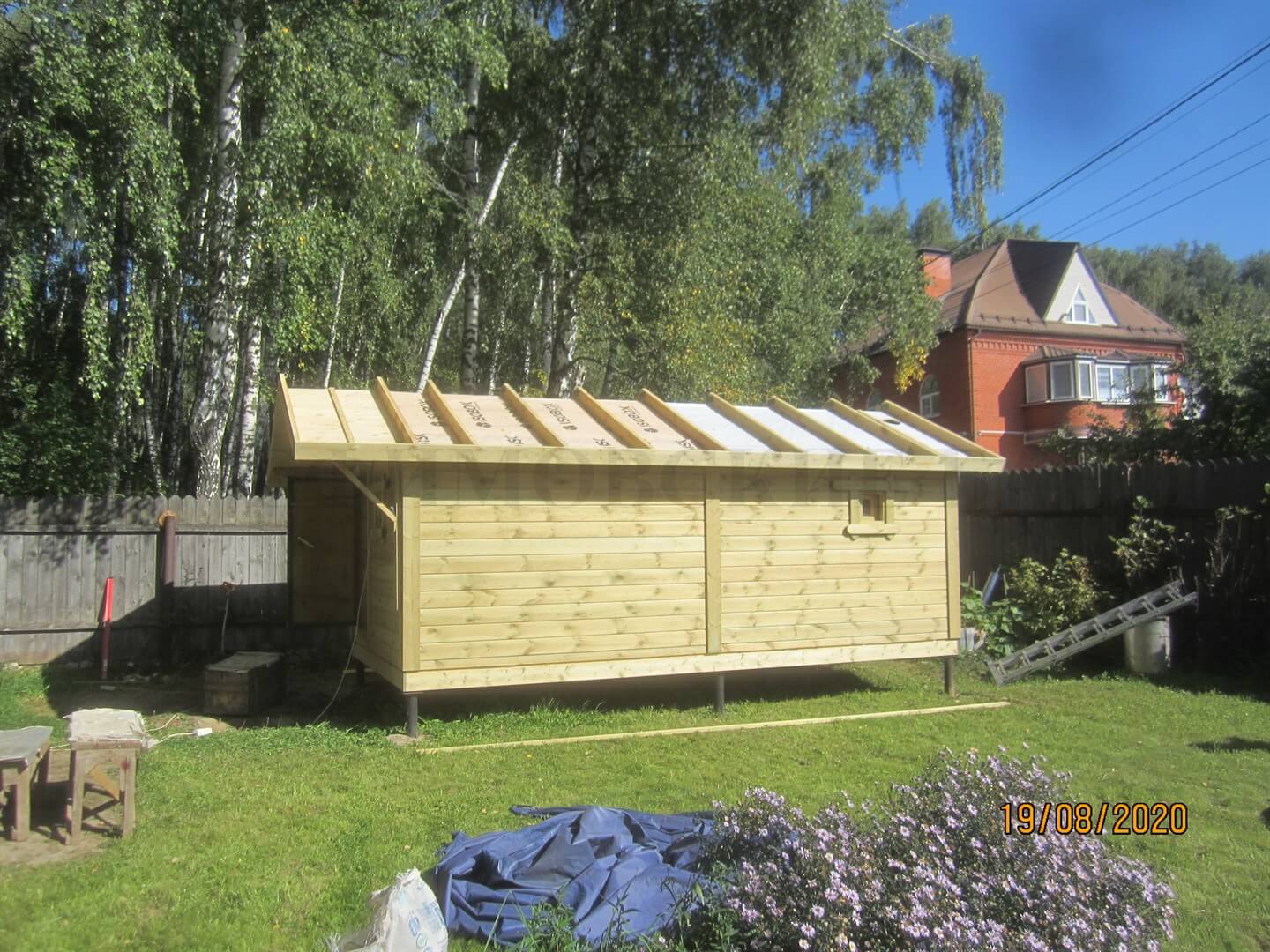 Каркасная баня «Калина Красная» — установка. Фото 3